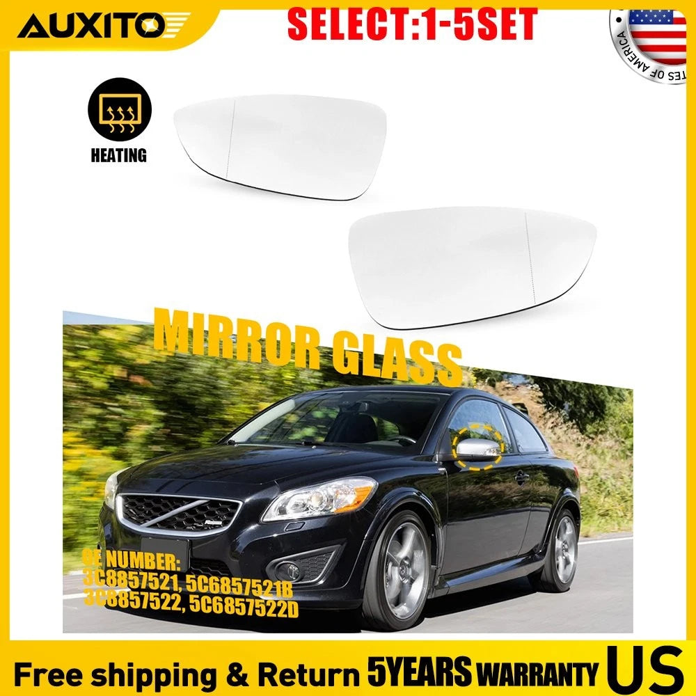 2X Heated Blind Mirror Glass for Volkswagen CC Eos (2009–2017)