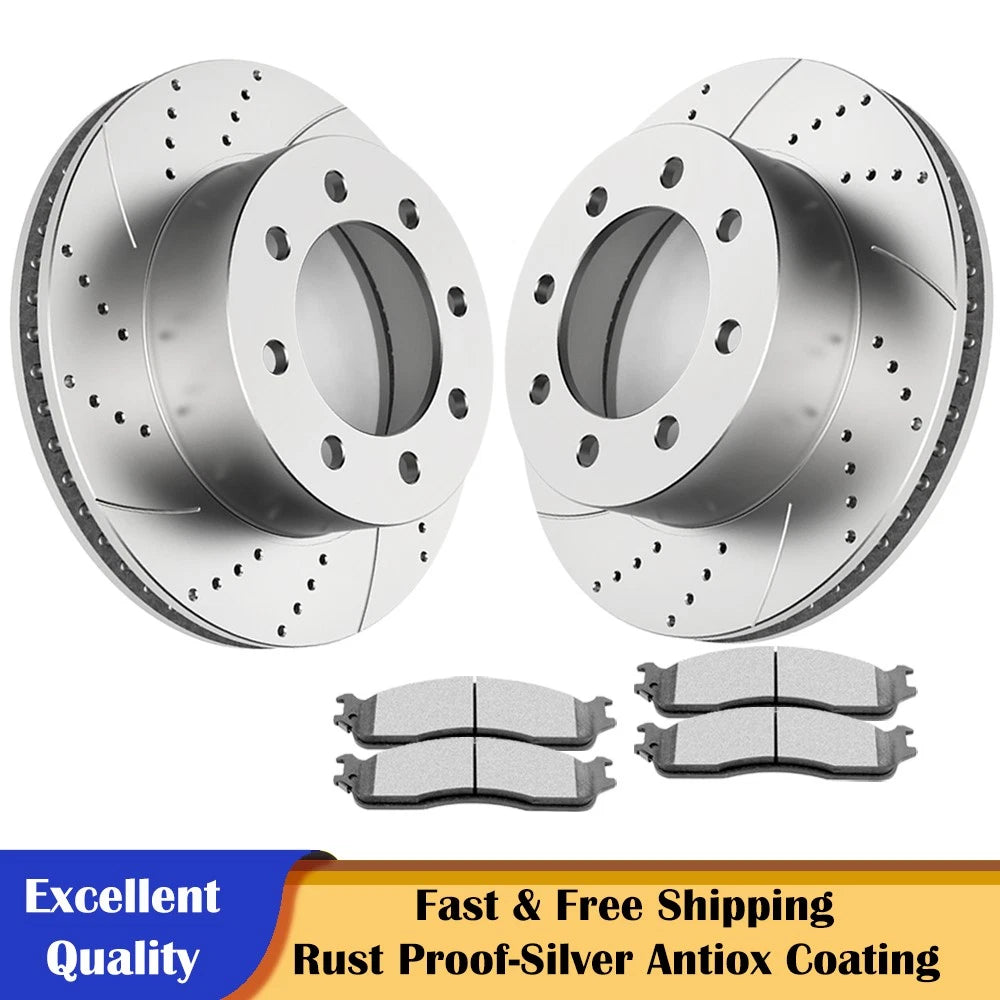 Front Drilled Rotors & Ceramic Brake Pads for Dodge RAM 1500 2500 3500 (2006–2008)