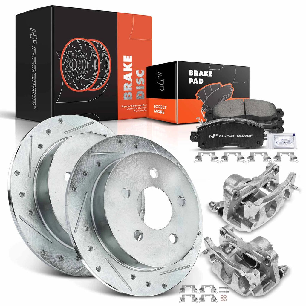 Set of 8 Rear Drilled Brake Rotors and Pads for Chevrolet Pontiac Olds