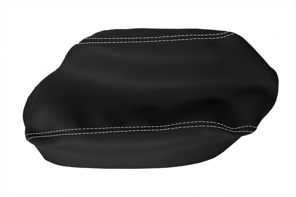 Leather Console Lid Armrest Cover for Subaru Crosstrek (2018–2020) Black White Stitch