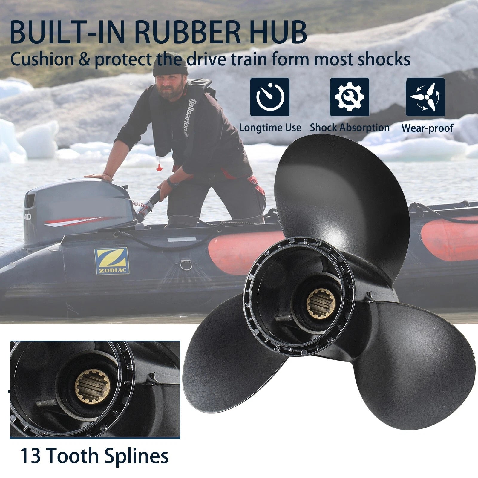 11.25 x 15 Outboard Propeller for Suzuki 35-65 HP (58100-88L61-019)