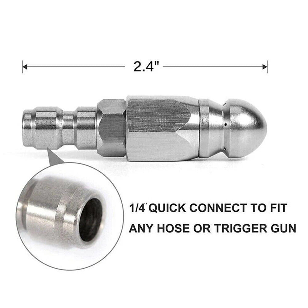 Stainless Steel Sewer Jetter Nozzle for Pressure Washer (1/4 Connect)