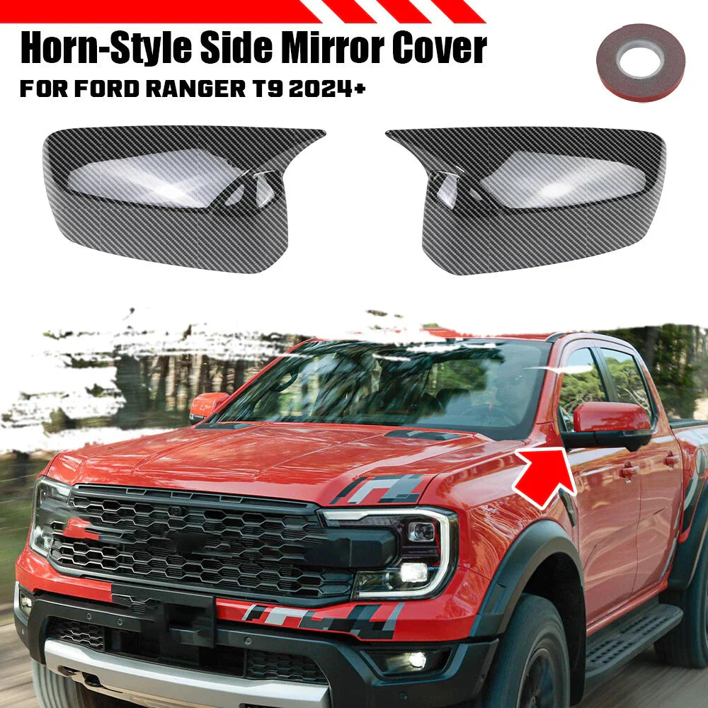 Horn-Style Carbon Look Wing Rearview Mirror Cap Covers for Ford Ranger