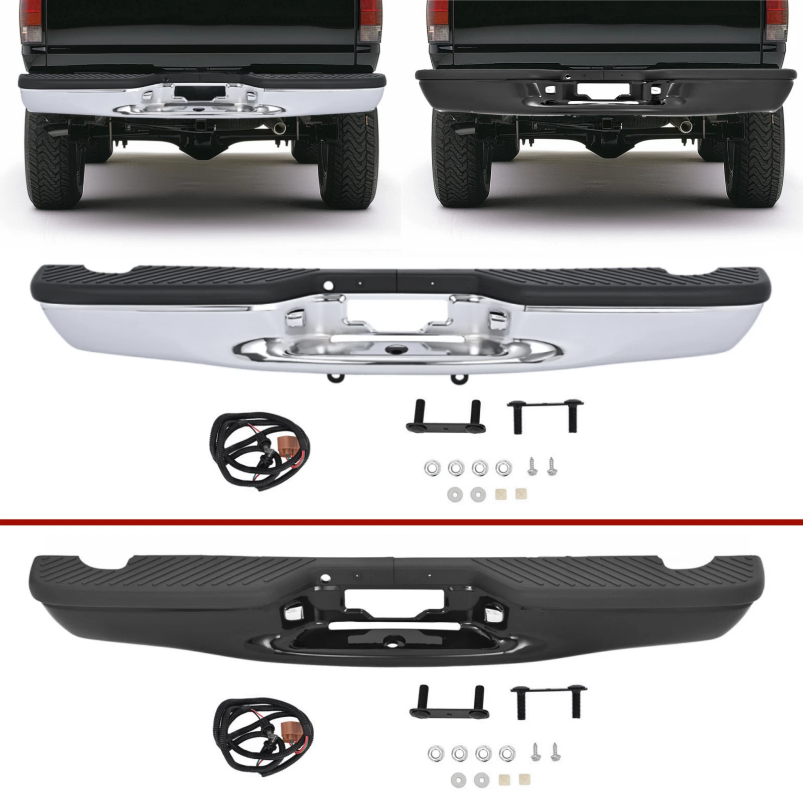 Chrome Rear Step Bumper Assembly for Ford F150 Flareside (1997–2003)