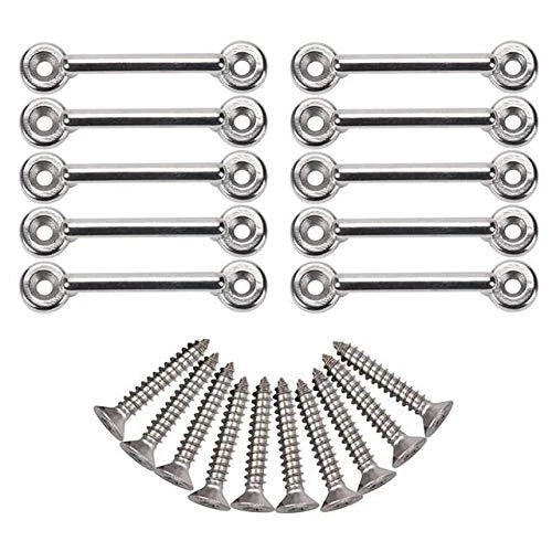 10 Pcs Stainless Steel Bimini Top Strap Pad Eye Footman's Loop Tie Downs