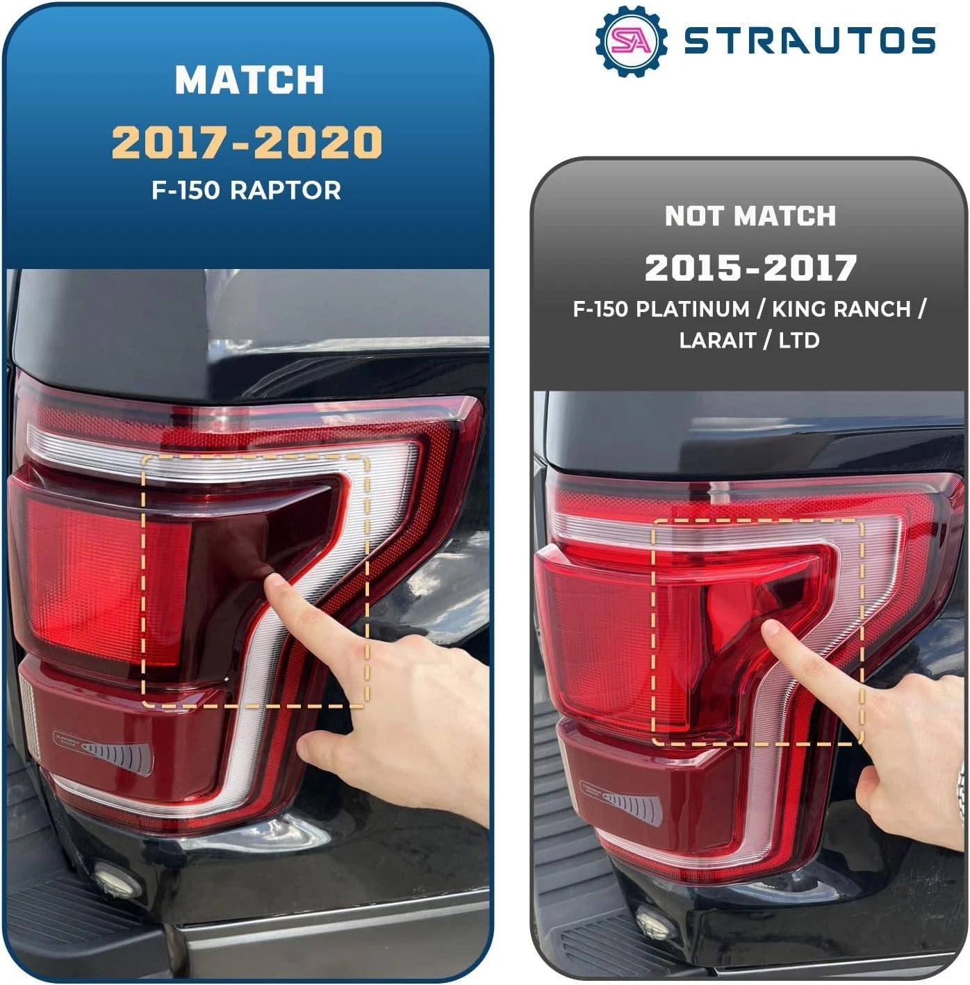 LED Tail Light for Ford F-150 Raptor (2017–2019) Right w/ Blind Spot Red Black