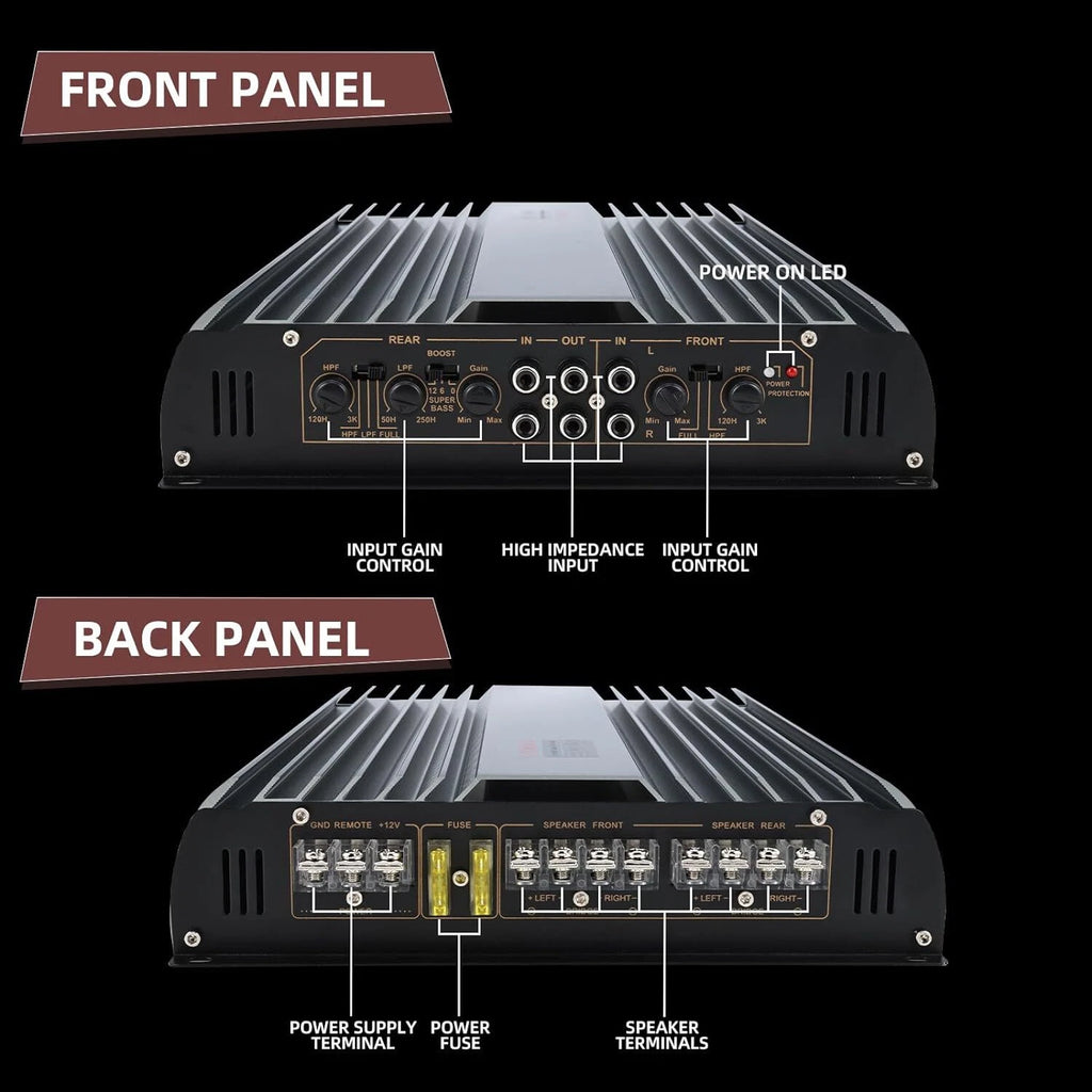 3200W 4 Channel Car Amplifier for Universal Vehicles (2 to 4 Ω)