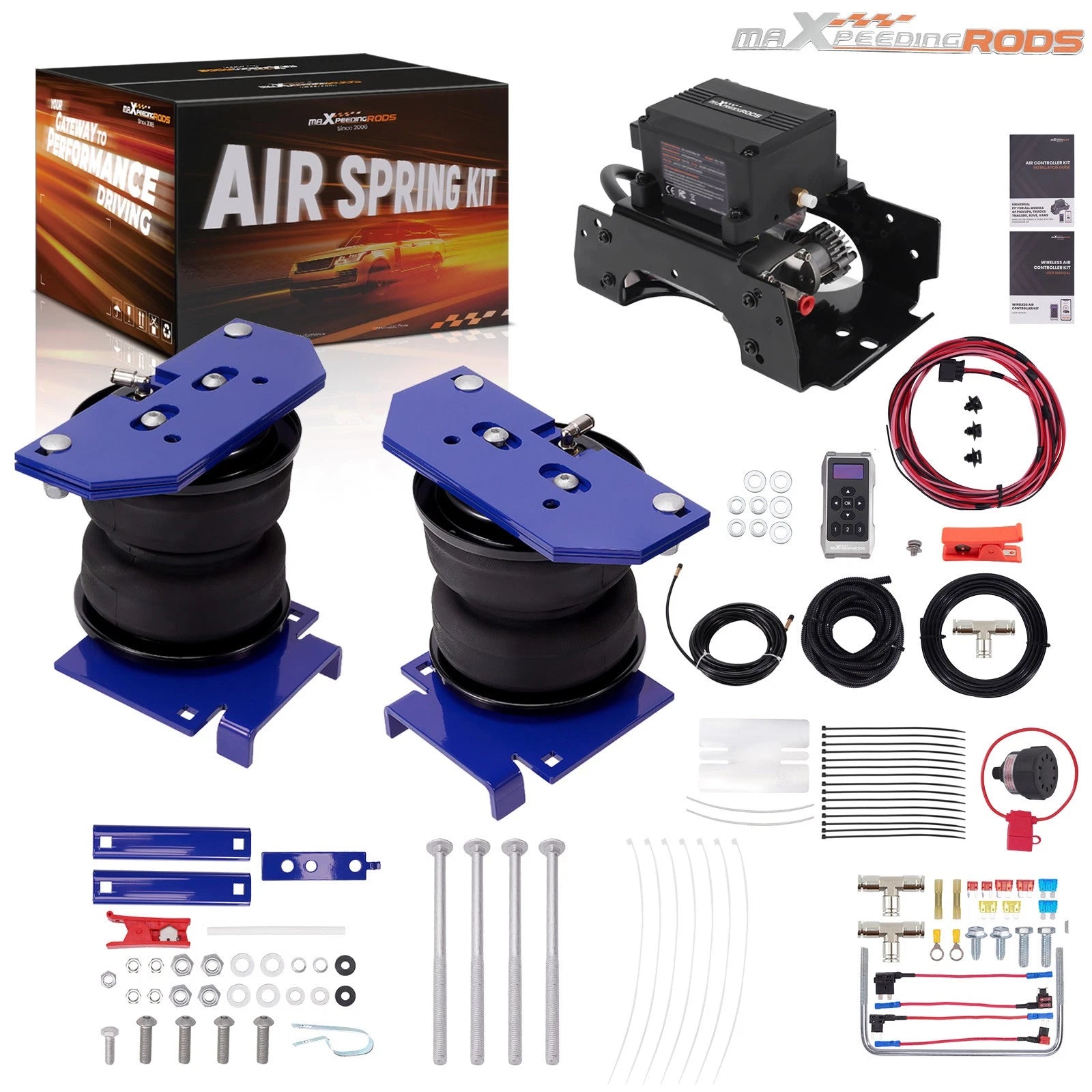 Wireless Compressor Kit + Air Suspension Bags for Dodge Ram 4500 5500 (2007–2010)