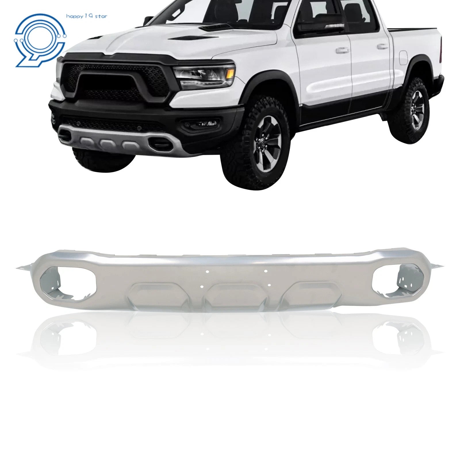 Front Bumper Face Bar for Ram 1500 Rebel (2019–2024) Silver