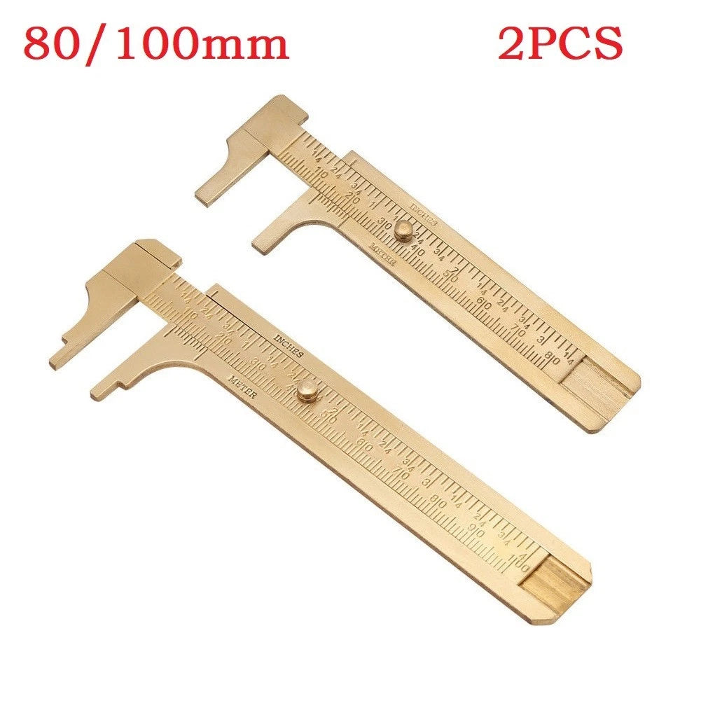 2X Brass Sliding Gauge Vernier Caliper Ruler Measuring Tool (80mm, 100mm)