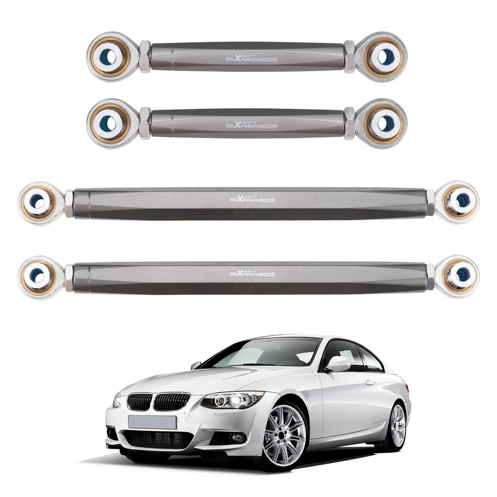 Set of 4 Adjustable Rear Camber Toe Arms for BMW 3 Series E90/E92/E93 (2006-2011)