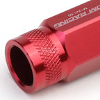 20x Open End M12x1.5 50mm Tall Red Aluminum Lug Nuts + Adapter