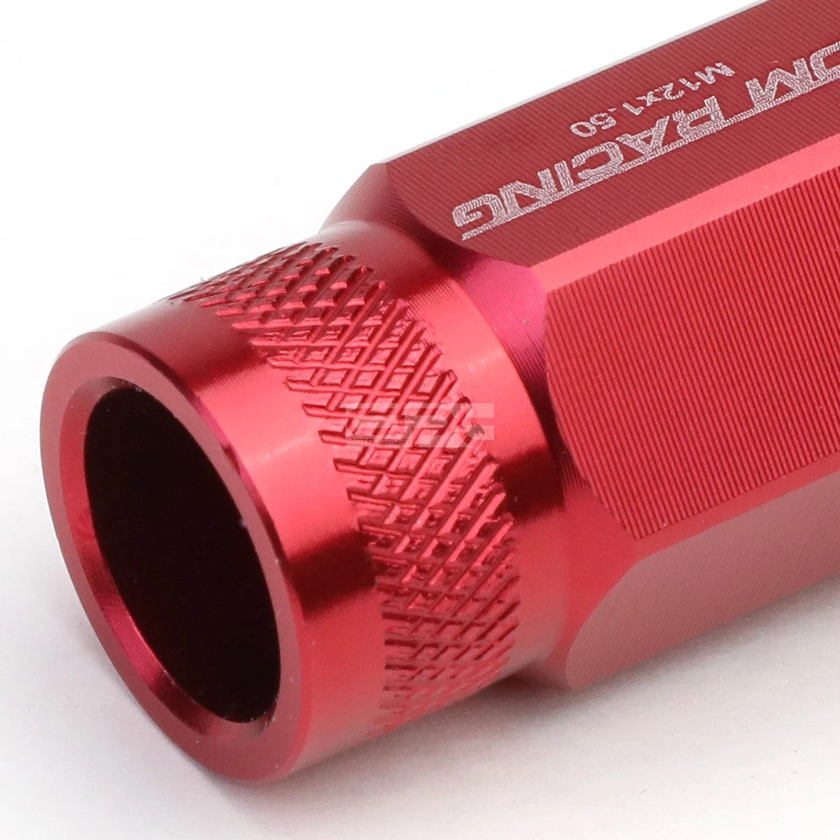 20x Open End M12x1.5 50mm Tall Red Aluminum Lug Nuts + Adapter