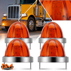 4X Amber/Chrome LED Side Marker Lights for Truck Trailer