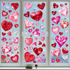 9 Sheets Romantic Window Stickers Red Hearts for Valentine's Day Decor
