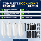 Set of 4 Boat Fenders for (6.5"x23", White)