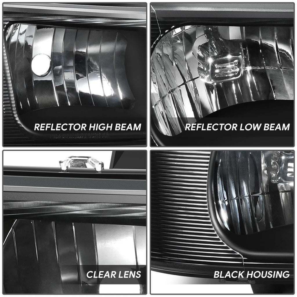 Headlights for Chevy Express GMC Savana 1500 2500 3500 (2003–2022) Black Clear