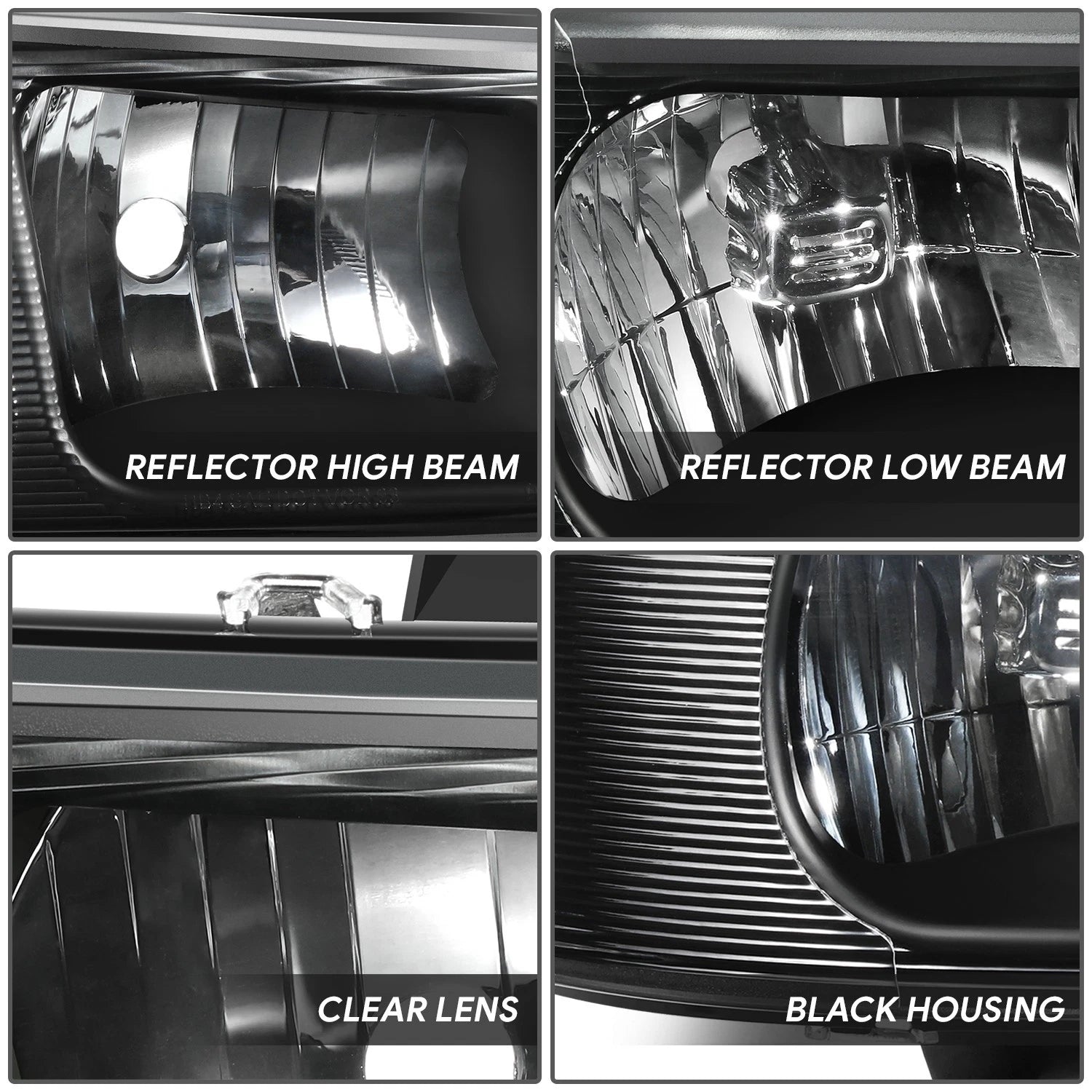 Headlights for Chevy Express GMC Savana 1500 2500 3500 (2003–2022) Black Clear