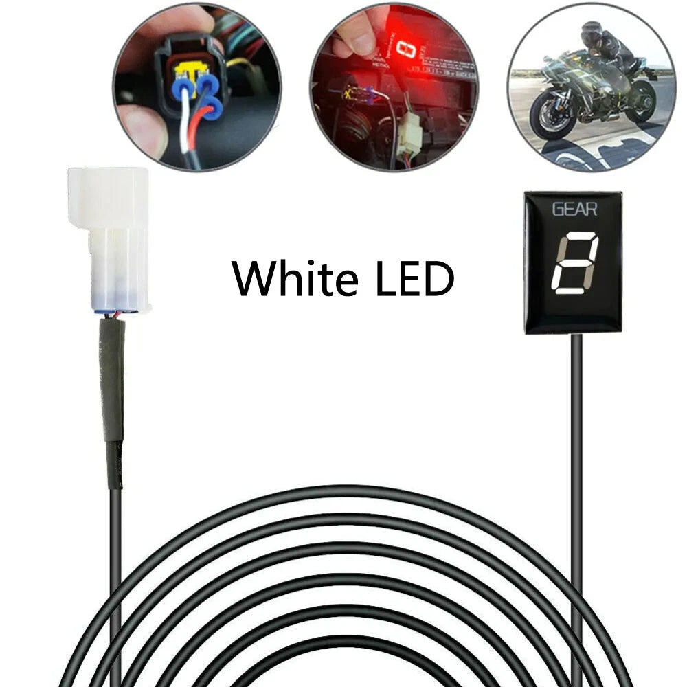 White LED Gear Indicator for Kawasaki ZX-6R Z750 Z1000 Ninja (2000–2023)