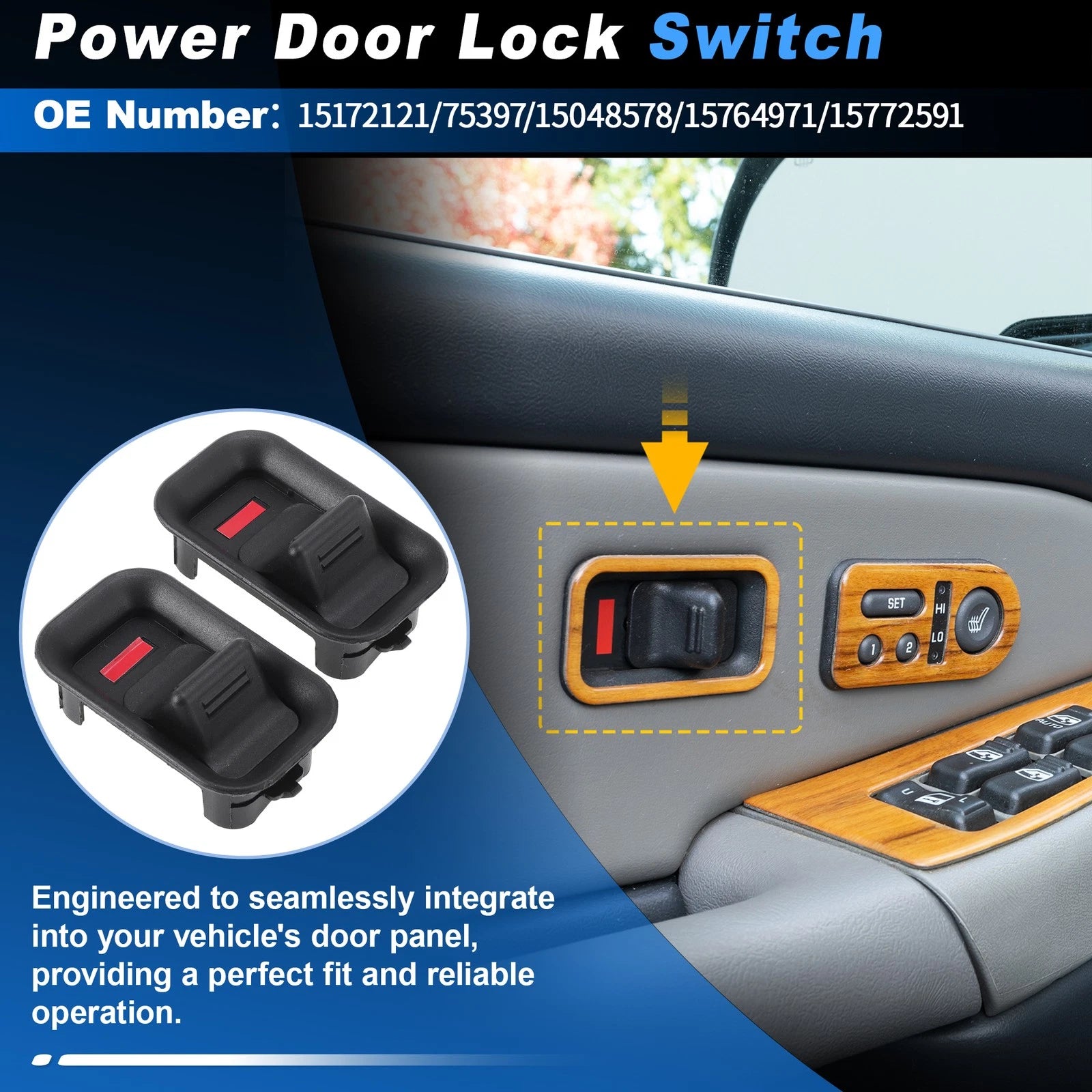 2X Power Door Lock Switch 15172121 for Chevy Avalanche Silverado Suburban (2001–2006)