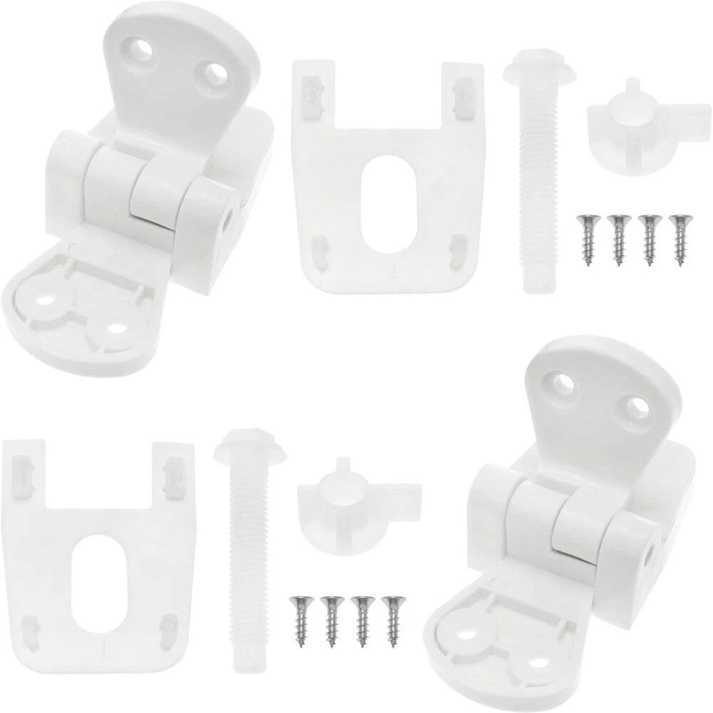 Toilet Seat Hinge Kit for RV Marine Standard Toilets (White Plastic)