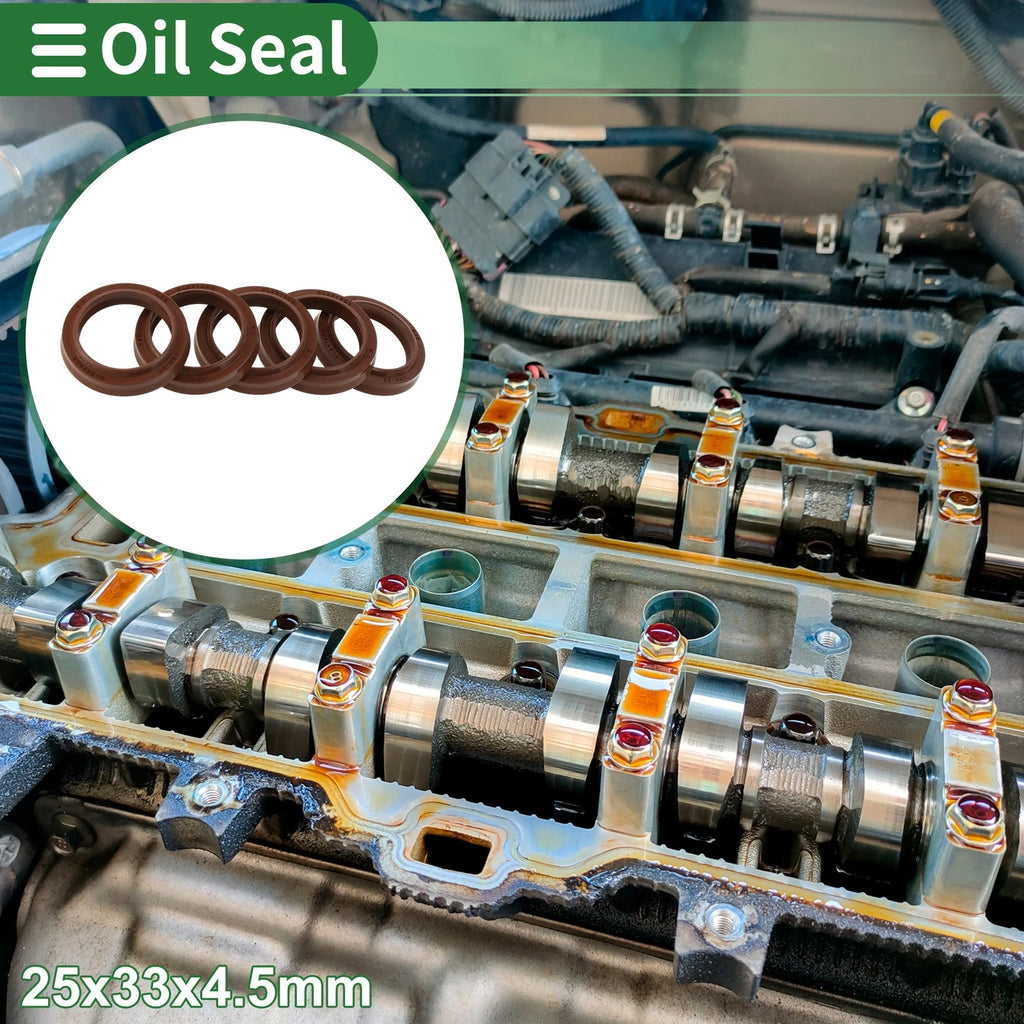 Set of 5 Oil Seal Rotary Shaft Seal FKM Rubber 25x33x4.5mm
