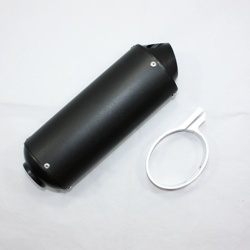 38mm Matt Black Alloy Exhaust Muffler + Clamp for PIT Trail Dirt Bike (125cc-150cc)