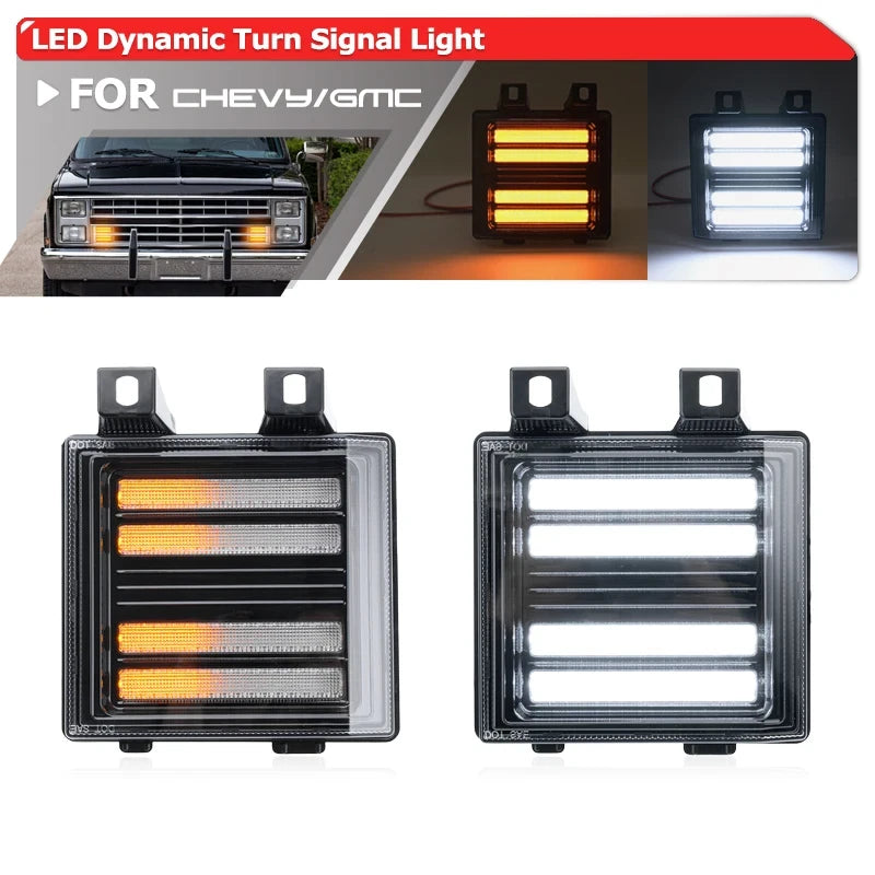 2X Clear LED Corner Marker Signal Blinker Lights for Chevy GMC C/K (1973–1998)