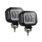 2X 4-Inch Square LED Work Light Bar for Motorcycle (12V–24V)