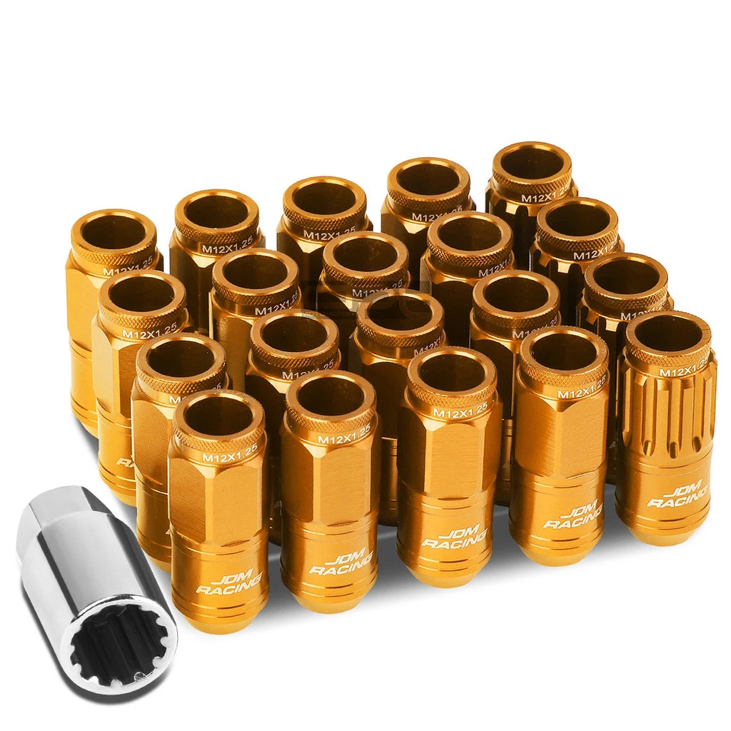 Set of 16 Open-End Aluminum Lug Nuts + Adapter M12x1.25 for