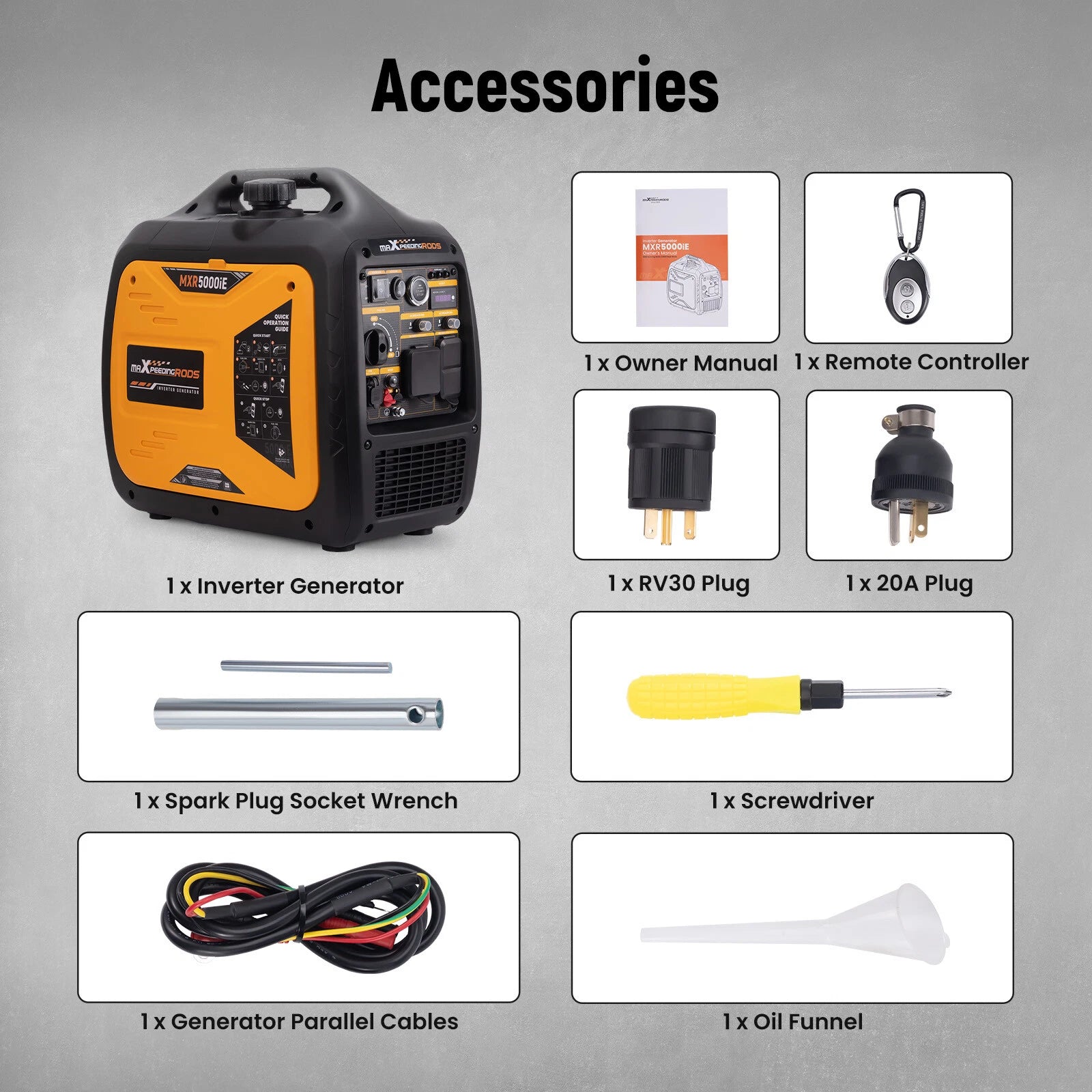 Portable Inverter Generator for Gas Powered Remote Start (120V)