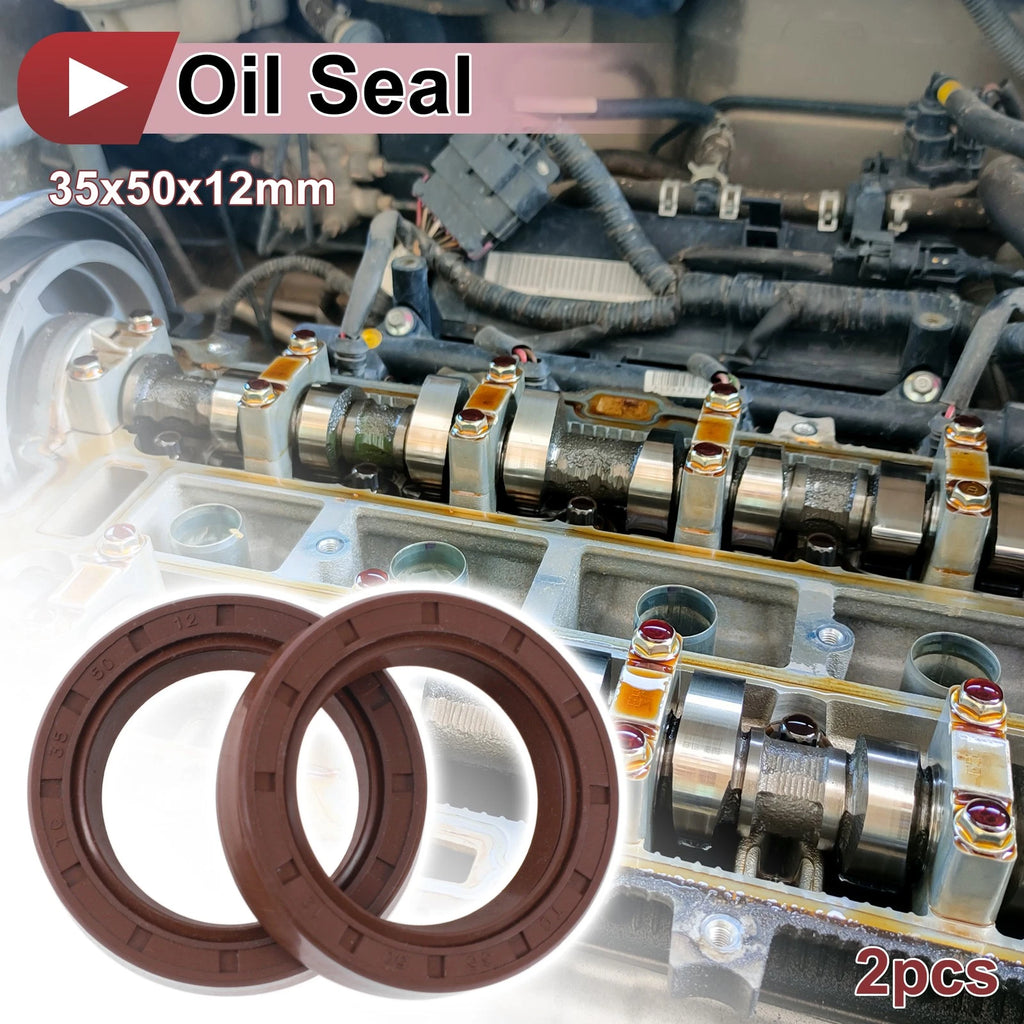 2X Oil Seal for Rotary Shaft (35x50x12mm) FKM Rubber Brown