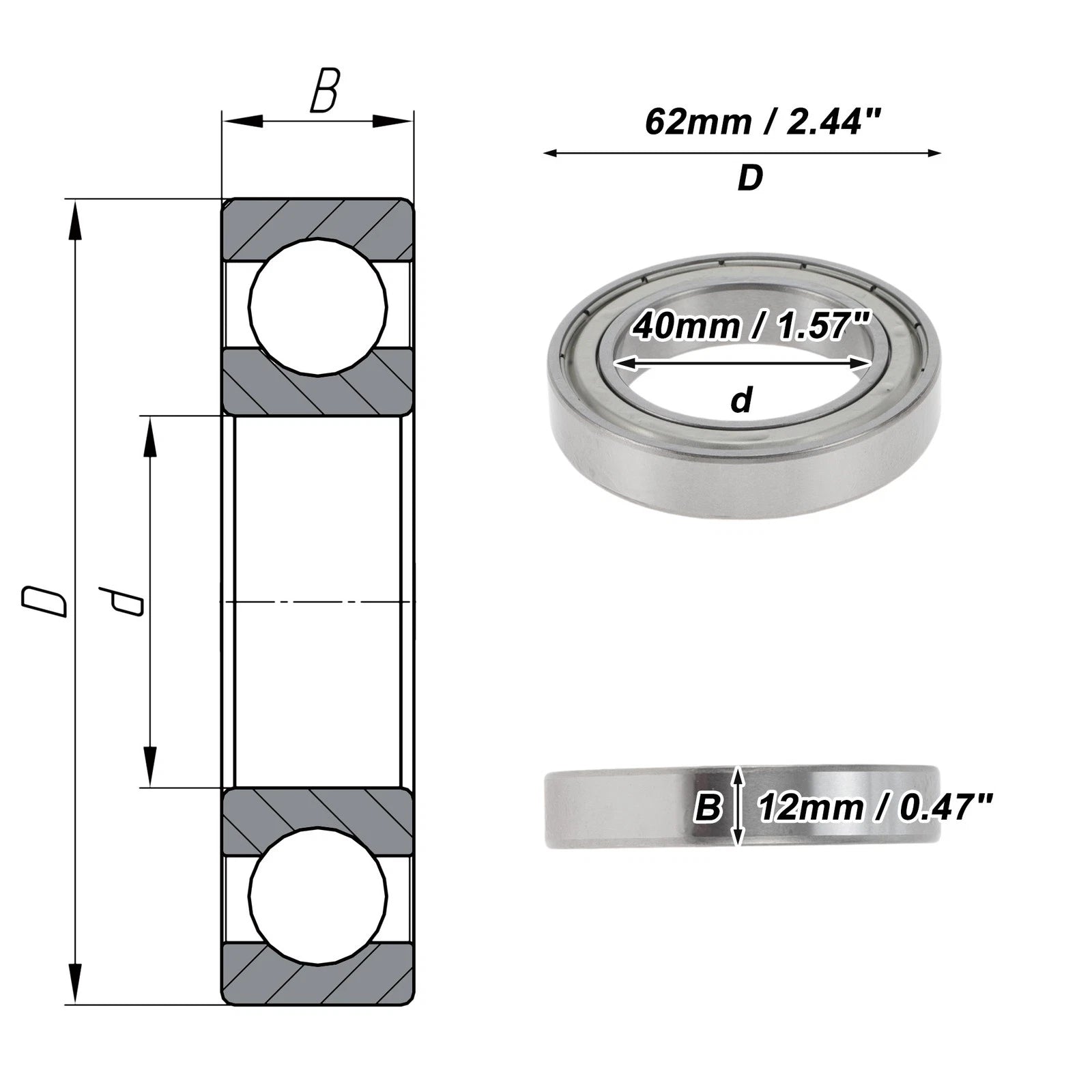 6908ZZ Deep Groove Ball Bearing for Scooter Skateboard Wheel (P4)