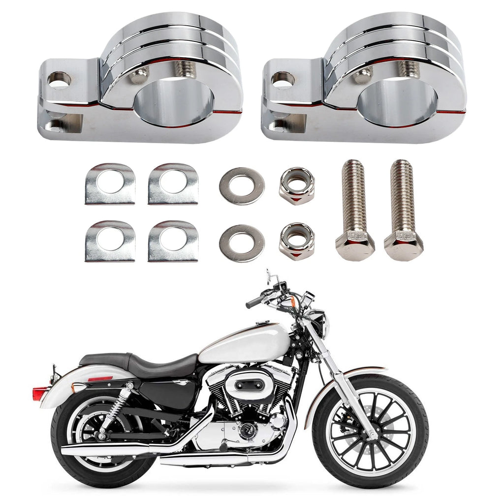 Chrome 32mm Engine Crash Bar Foot Peg Mount Clamp for Harley Dyna (T9)