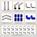 2.5" Universal Aluminum Intercooler Turbo Piping Kit with Silicone Hose & Clamps
