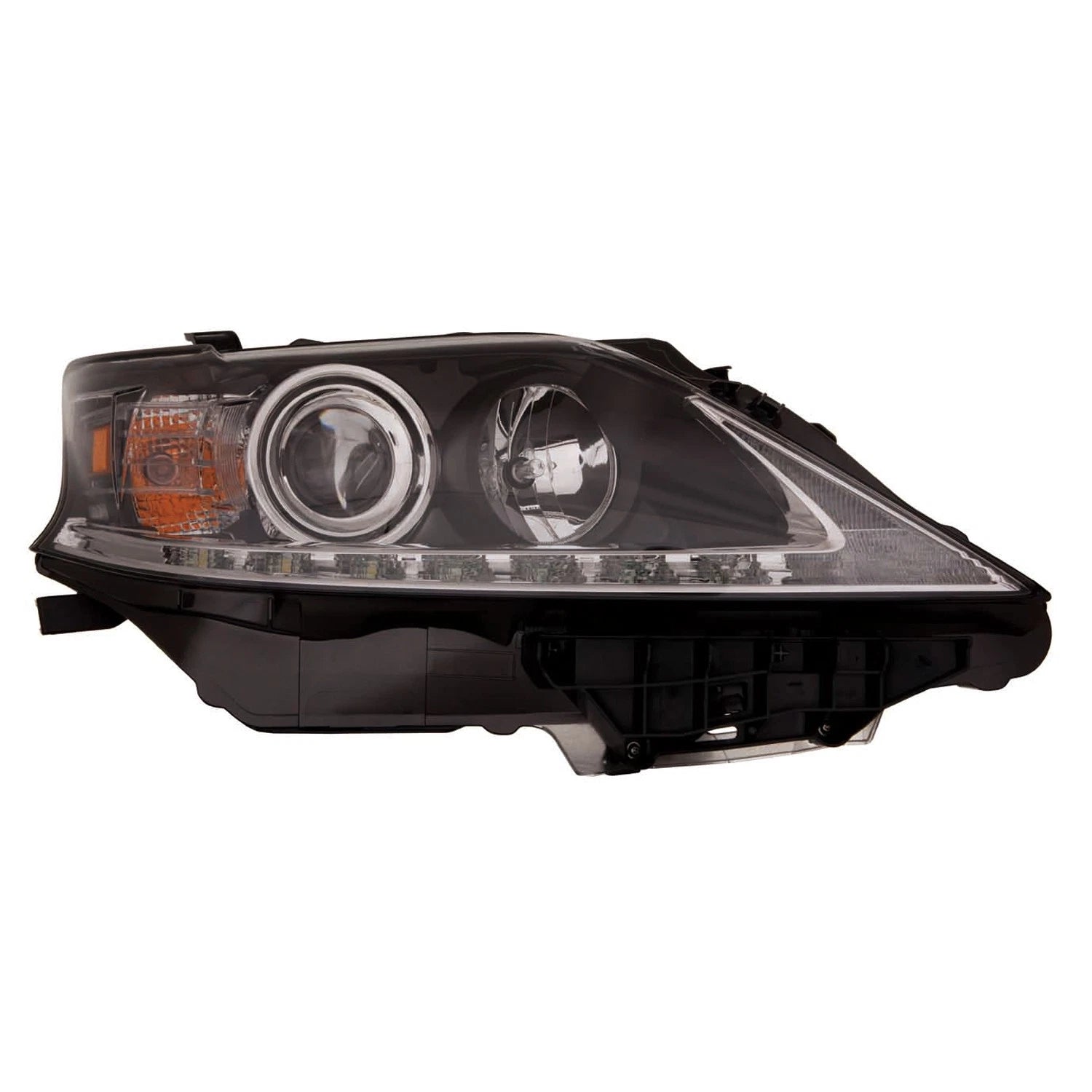 Replacement Black Passenger Side Halogen Headlight Assembly w/LED