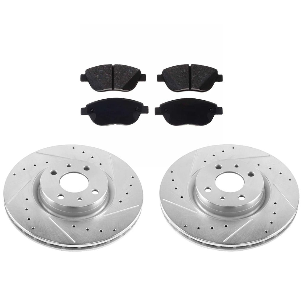 Set of 2 Brake Disc and Pad Kits for Fiat 500