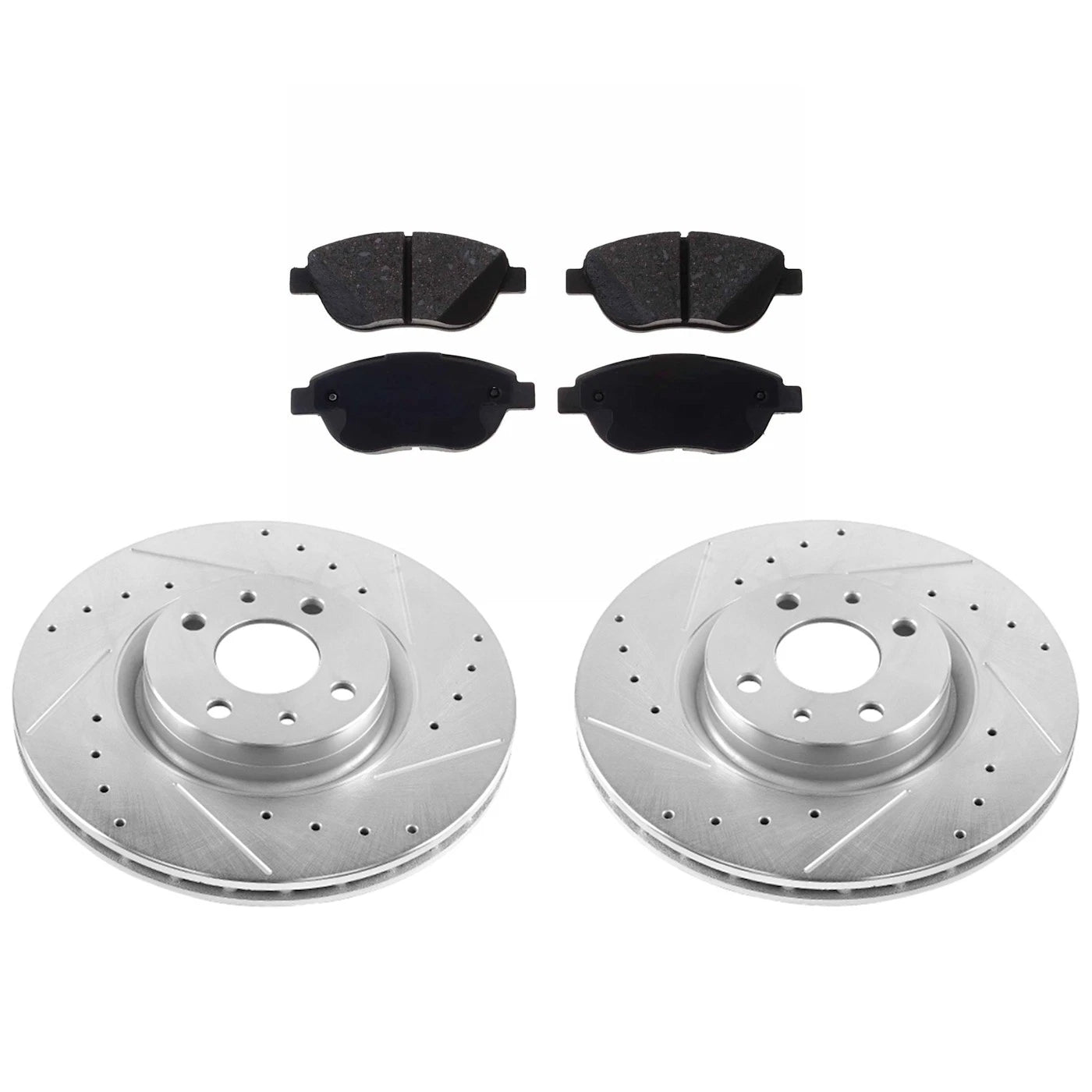 Set of 2 Brake Disc and Pad Kits for Fiat 500
