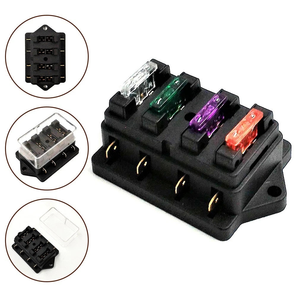 4 Way Blade Fuse Holder Box for Car Boat Marine (12V 24V)