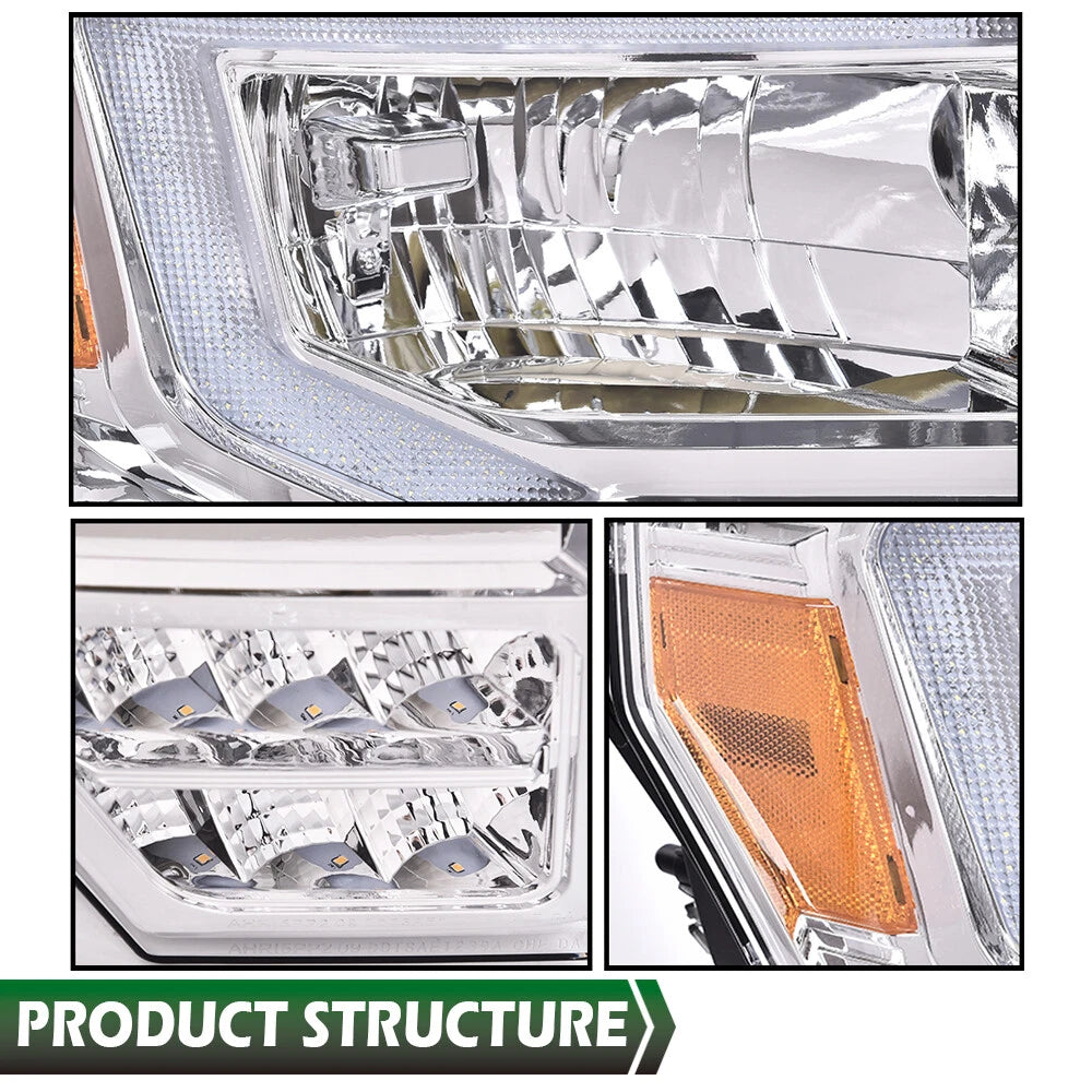 LED Corner Headlights for Ford F-150 (2009–2014) Chrome Housing