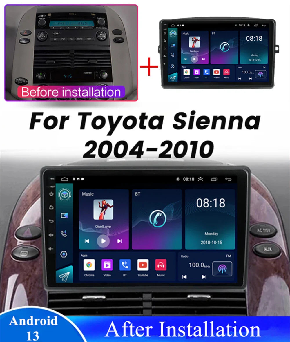 9" Android 13 Radio GPS Navigation for 2004-2010 Toyota Sienna
