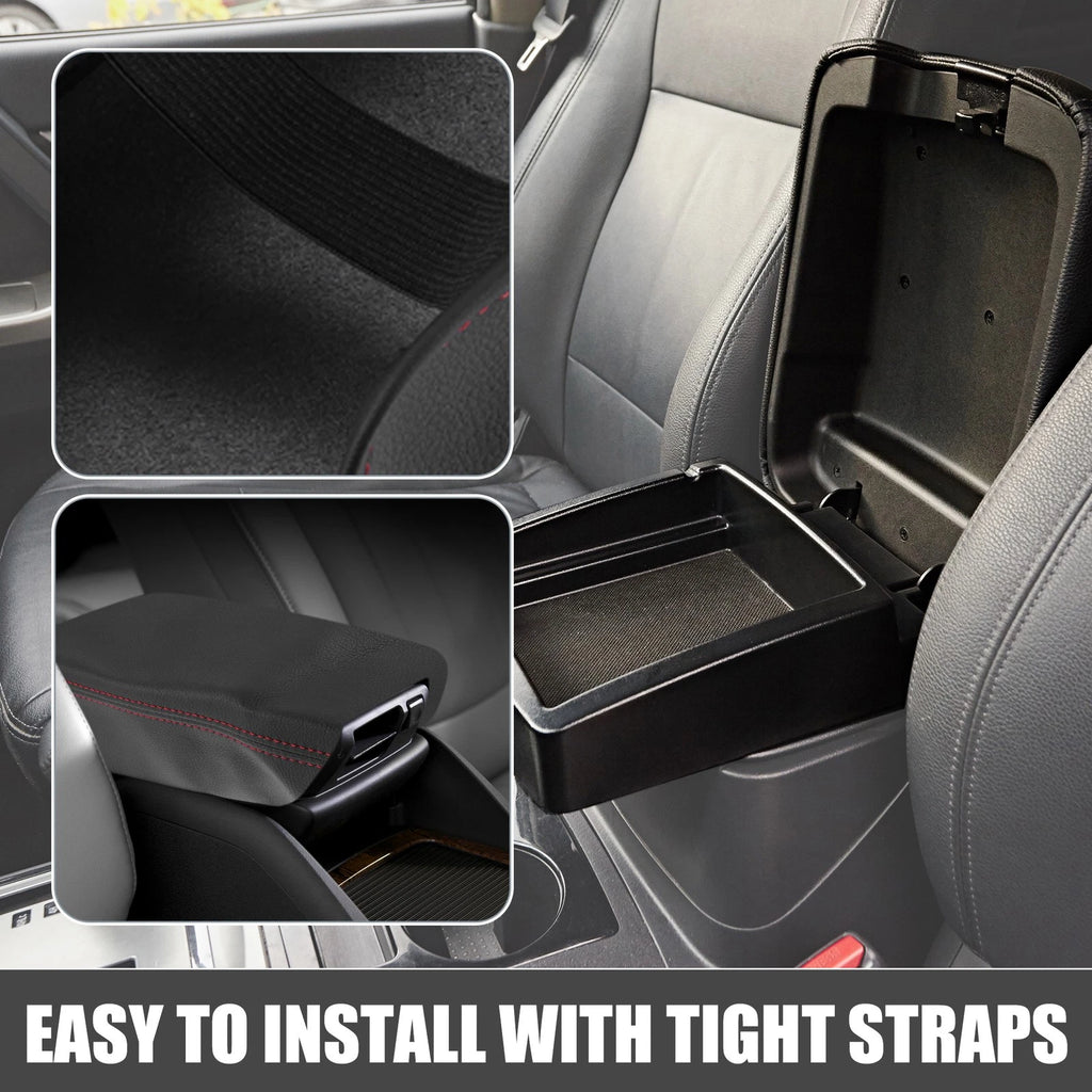 Center Console Armrest Cover for Ford Ranger (2019–2021) Black Red Stitch