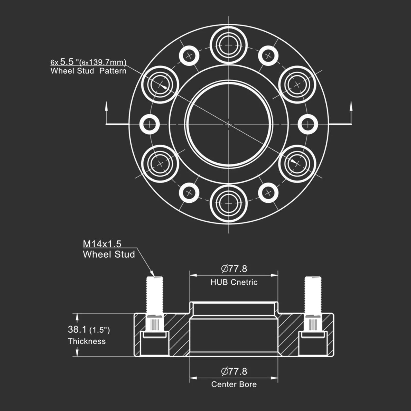 Set of 4 HubCentric Wheel Spacers for Ram 1500 (2019-2023) 1.5"