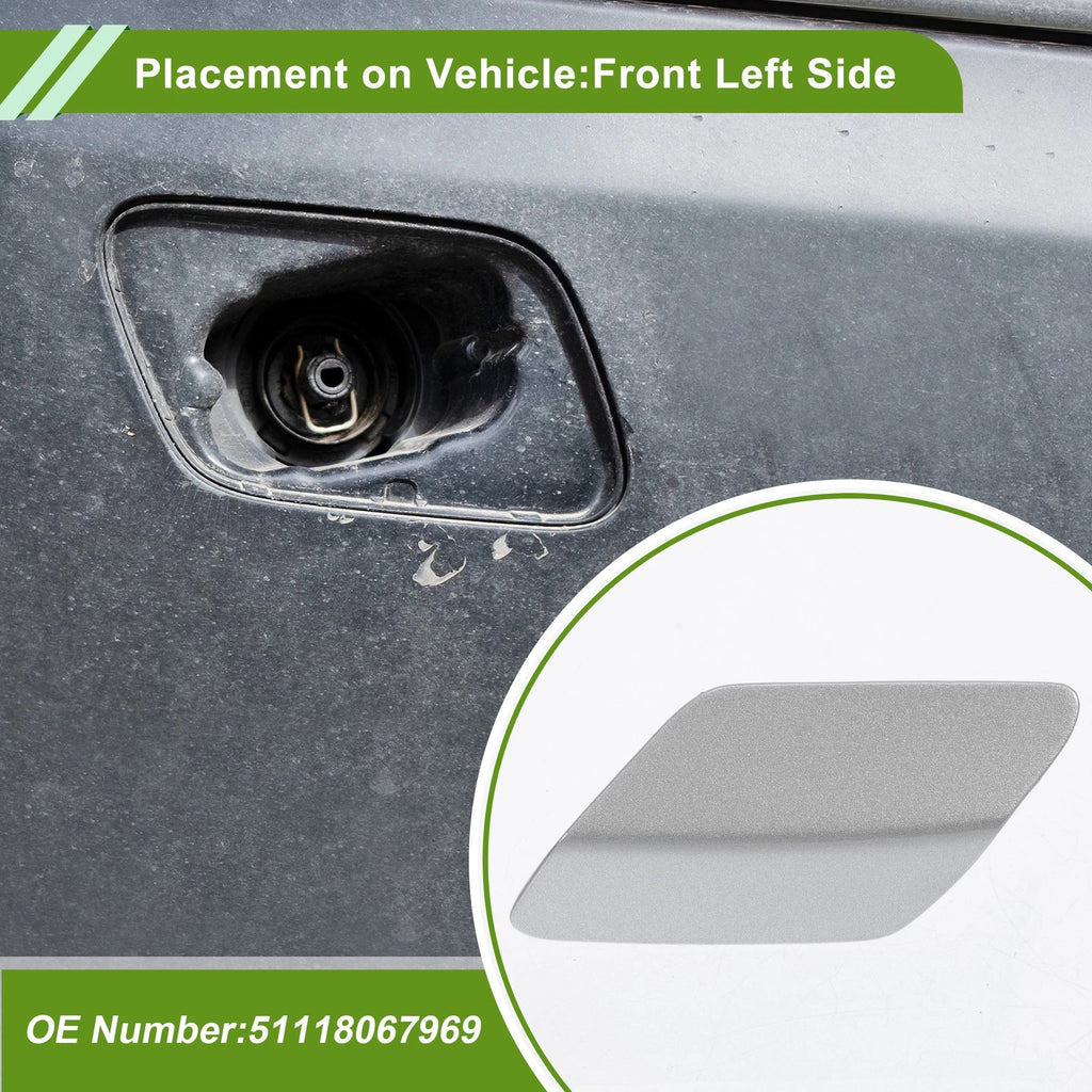 Front Left Washer Nozzle Cover Cap No. 51118067969 for BMW 320i (2013–2018) Silver