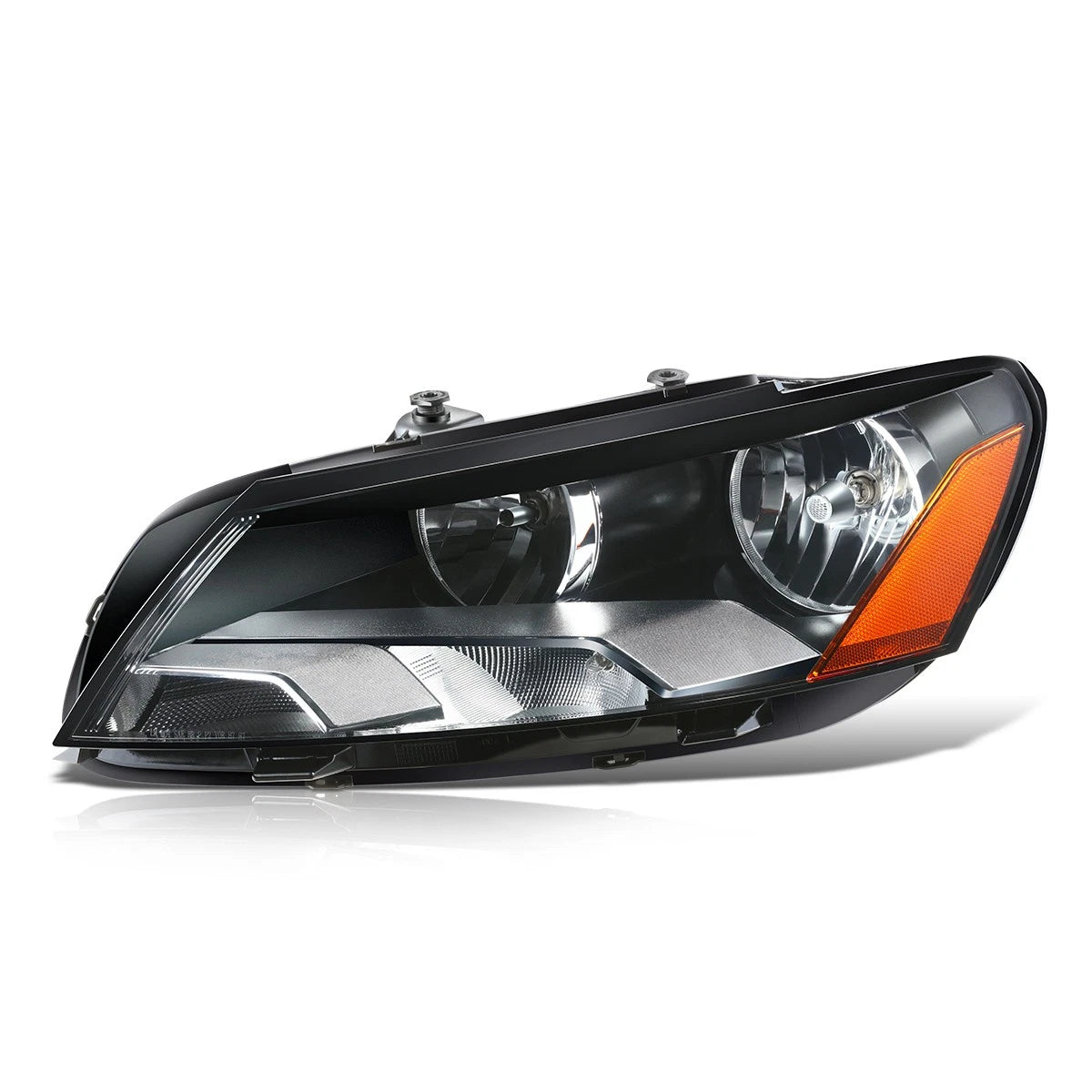 Left Side Headlight Lamp for VW Passat (2012–2015) - Factory Style, Amber Corner, Black