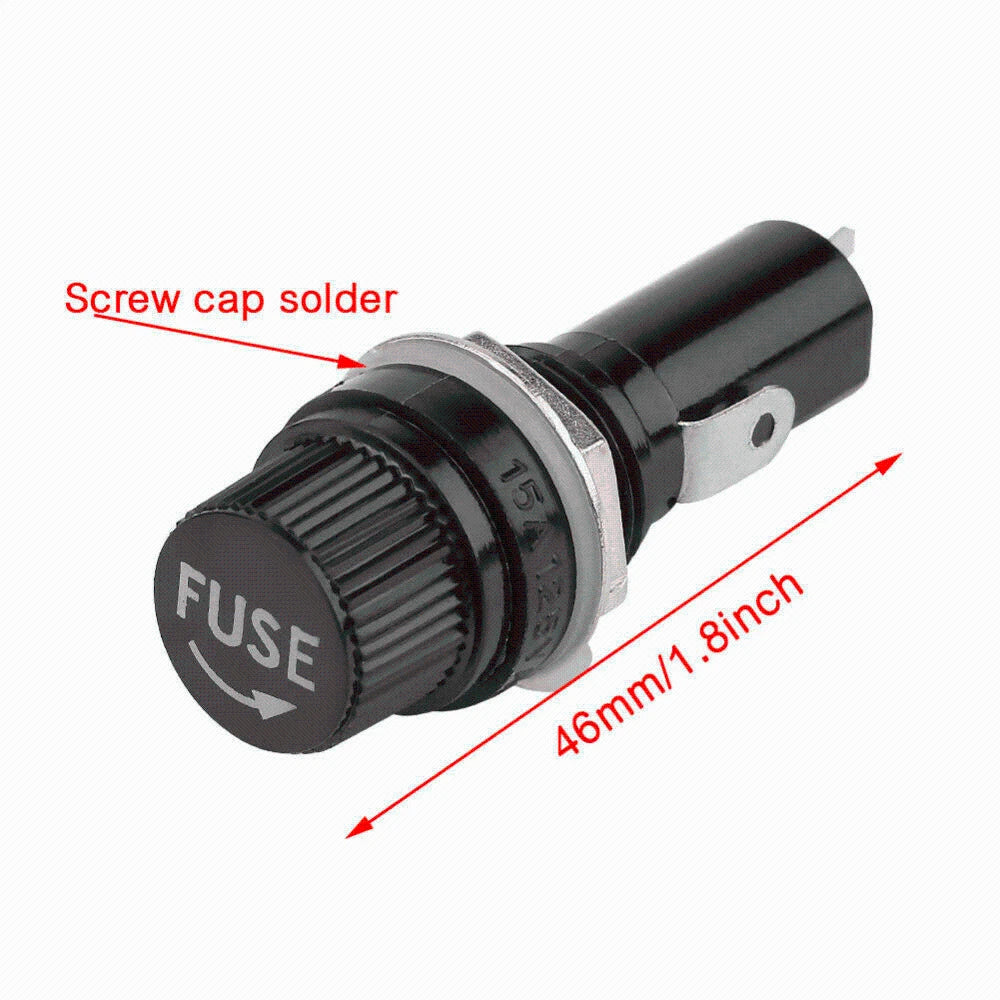 2Pcs Fuse Holders for Glass Tube Fuses 10A 5x20mm Panel Mount