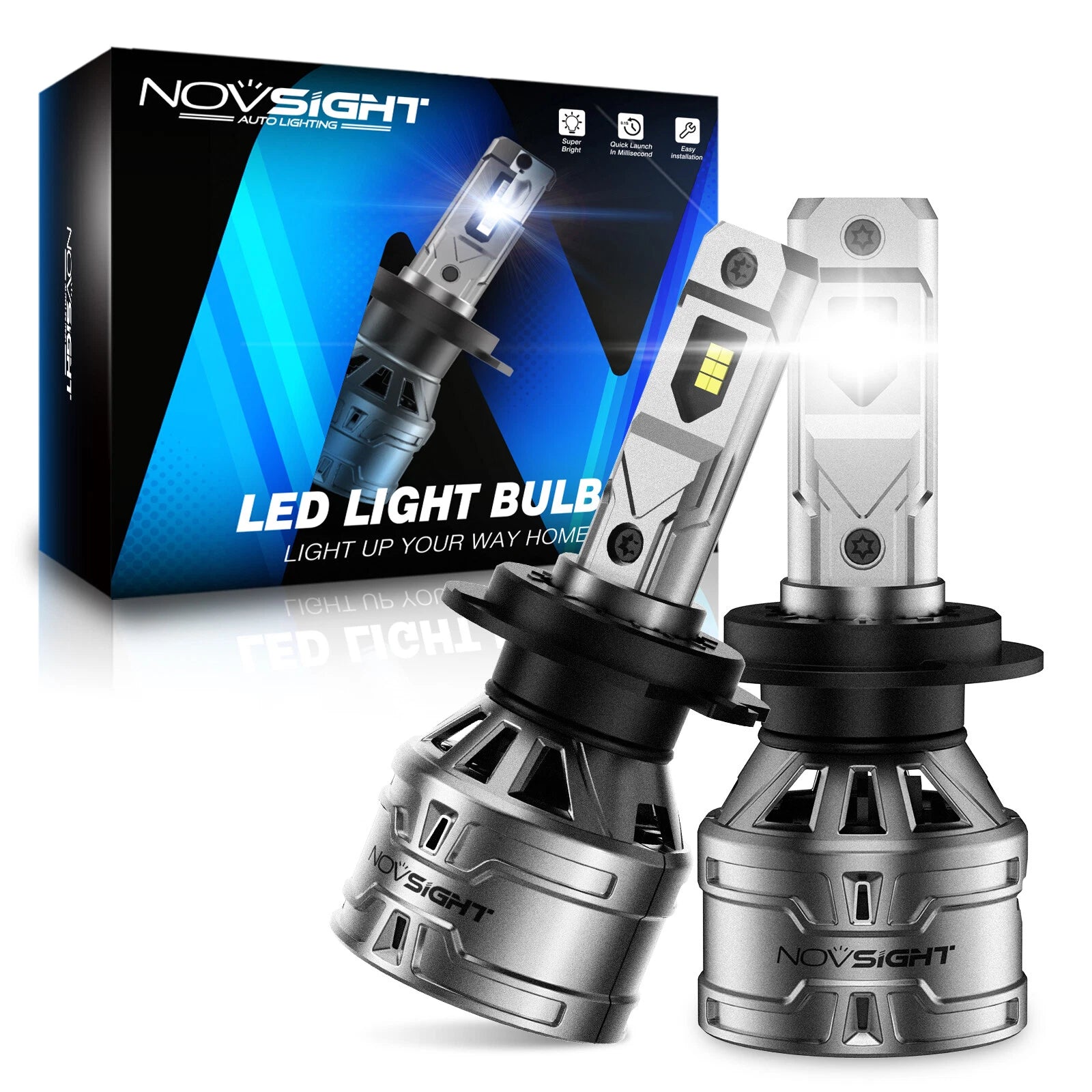 2X H7 LED Headlight Bulbs Conversion Kit 6500K 60W for Novsight