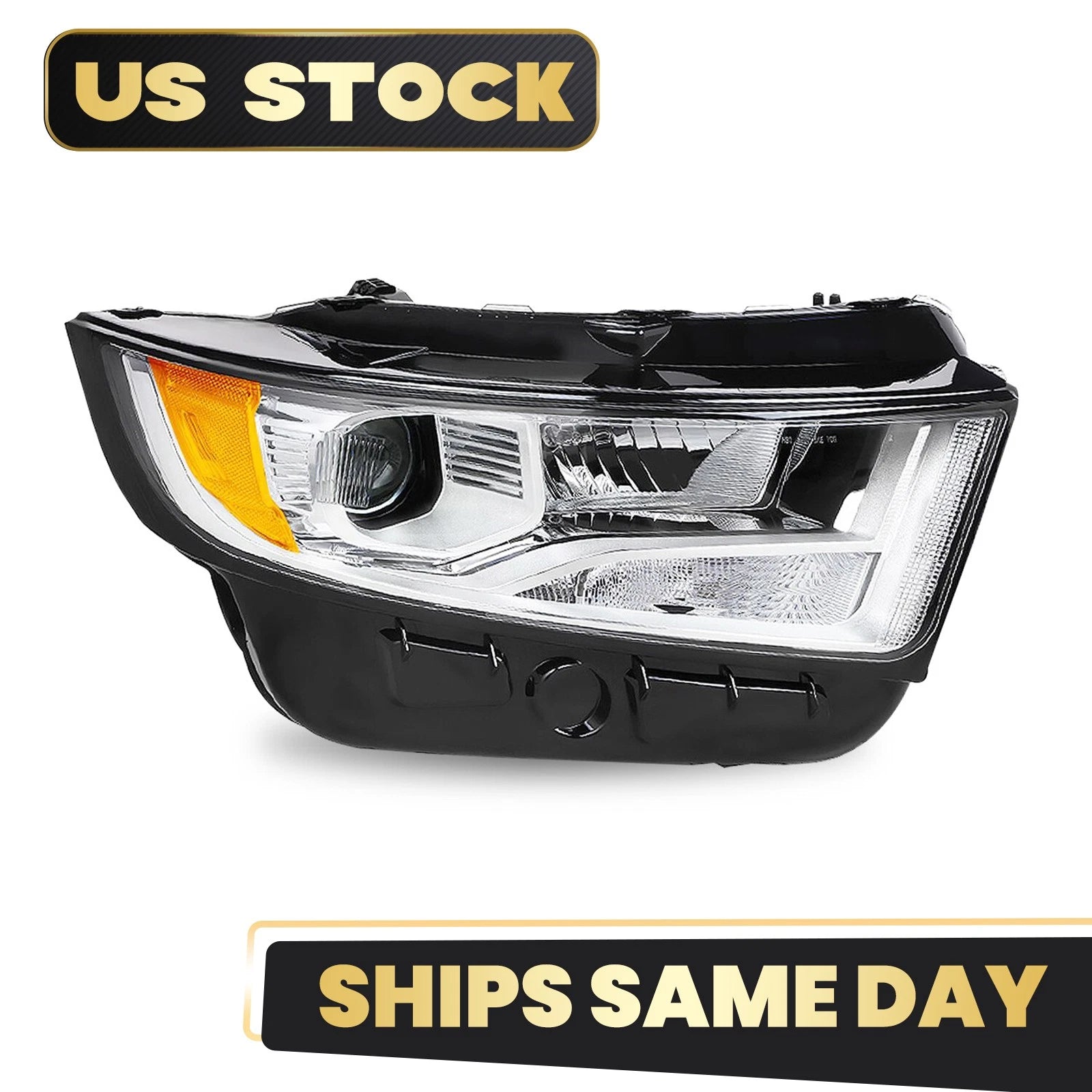 Halogen Headlight for Ford Edge (2015–2018) Right Passenger Side, Chrome