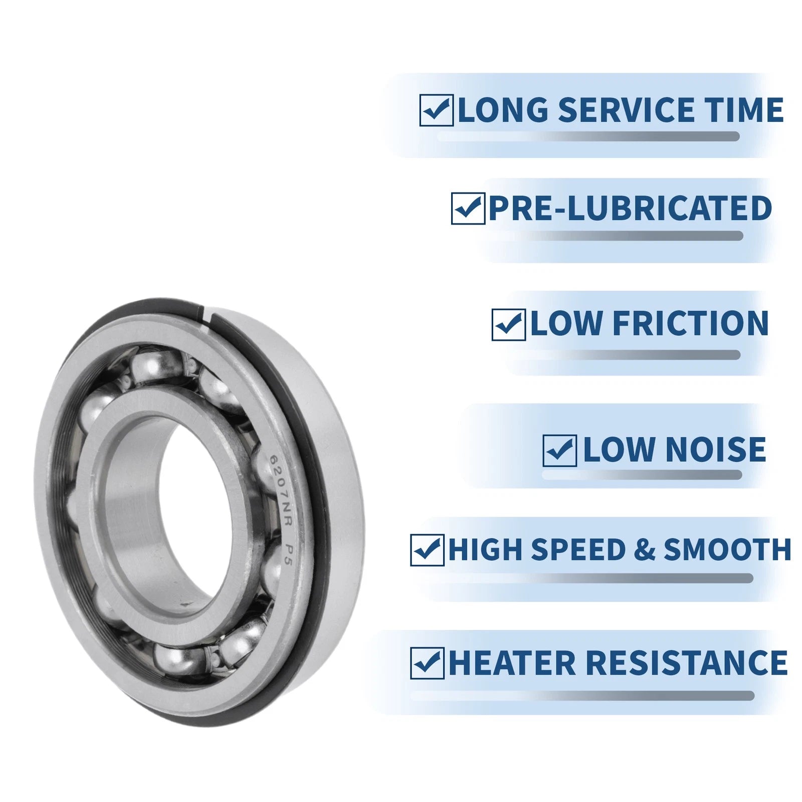 6207NR Deep Groove Ball Bearing for Scooter Skateboard Wheel (P5)