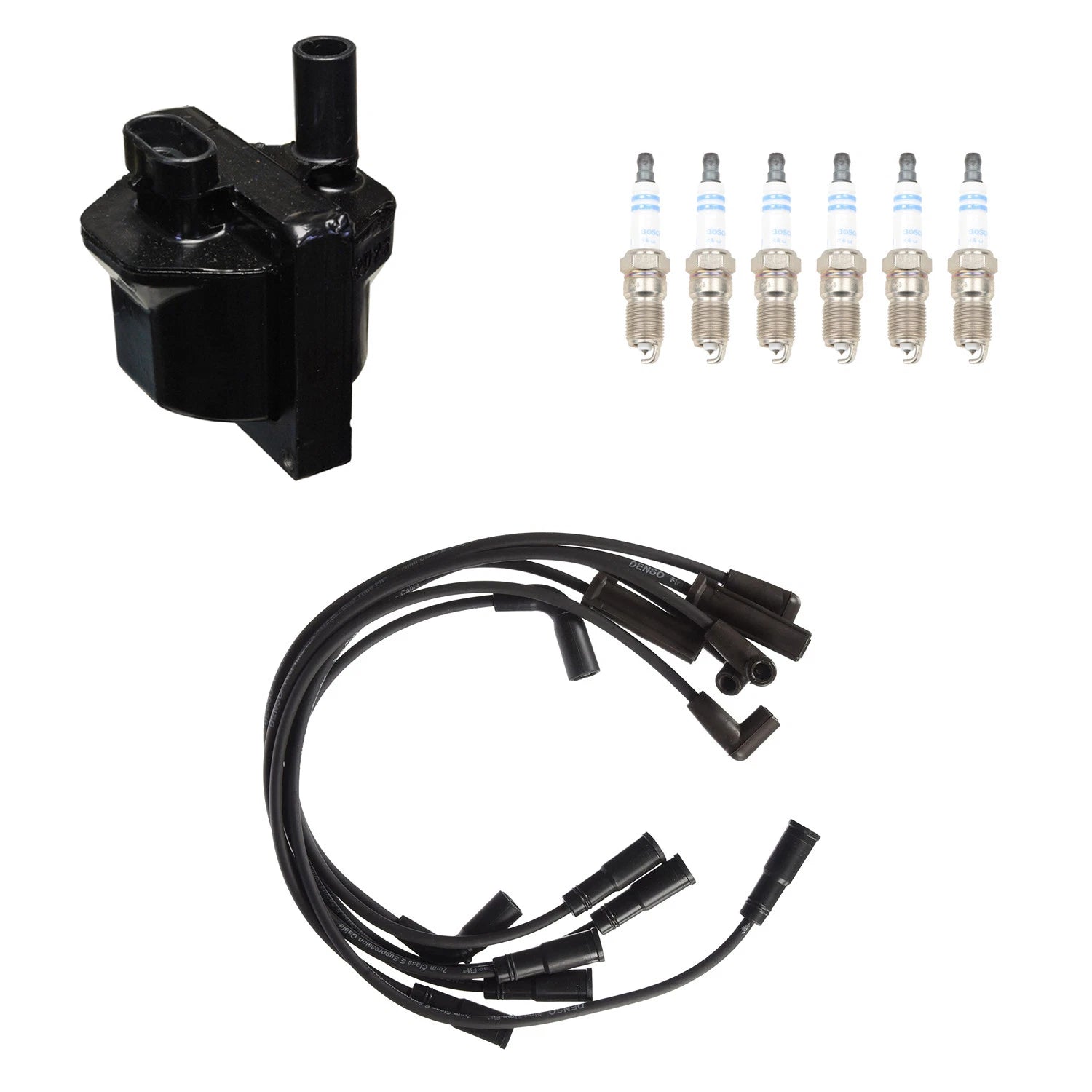 Set of 6 Denso Ignition Coil Wires & Bosch Platinum Spark Plugs for Astro (1995–2005)